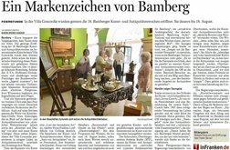 Zeitungsbericht des Fränkischen Tages zur Eröffnung der Kunst- und Antiquitätenwochen 2013.